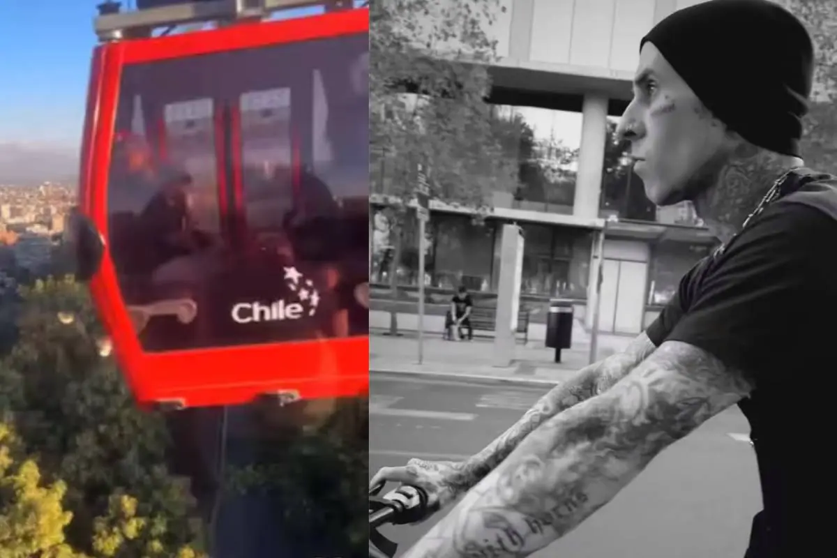 Travis Barker recorriendo Santiago , Captura de redes sociales