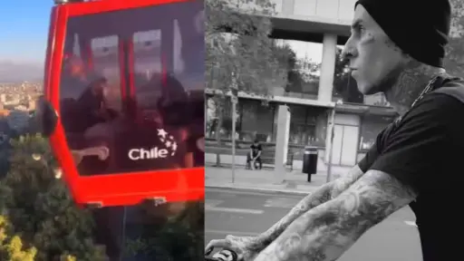 Travis Barker recorriendo Santiago , Captura de redes sociales