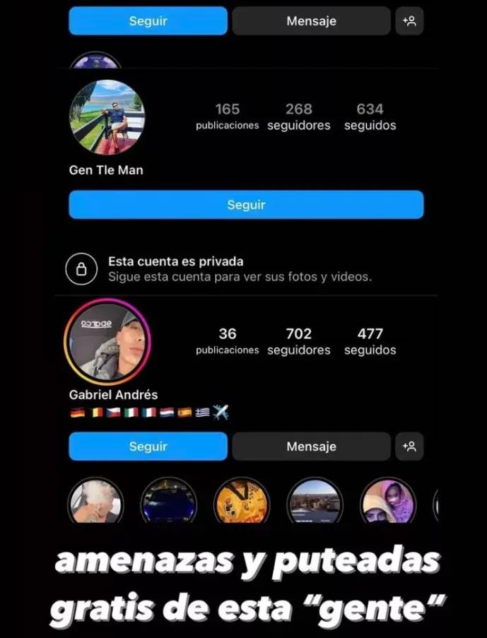 Perfiles que habrían amenazado a la familia Falcón - Instagram