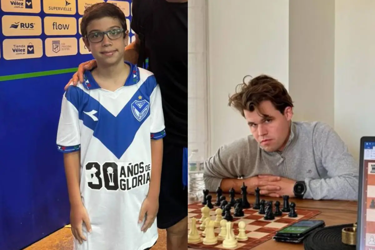Faustino Oro (izquierda), Magnus Carlsen (derecha), Redes Sociales