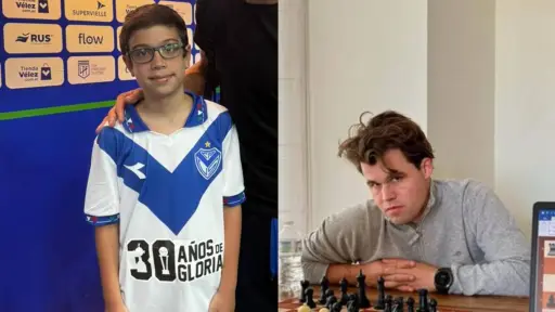 Faustino Oro (izquierda), Magnus Carlsen (derecha), Redes Sociales