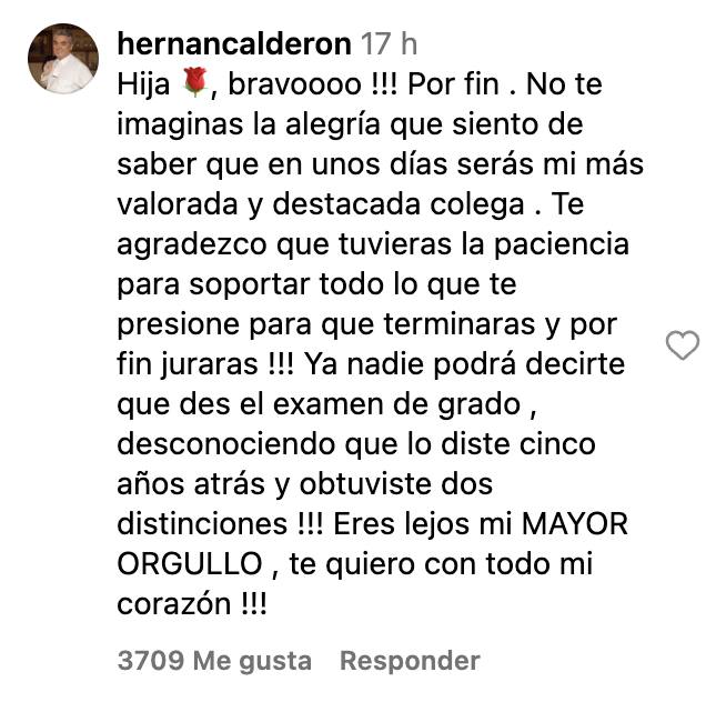 El mensaje de Hernán Calderón - Captura de pantalla