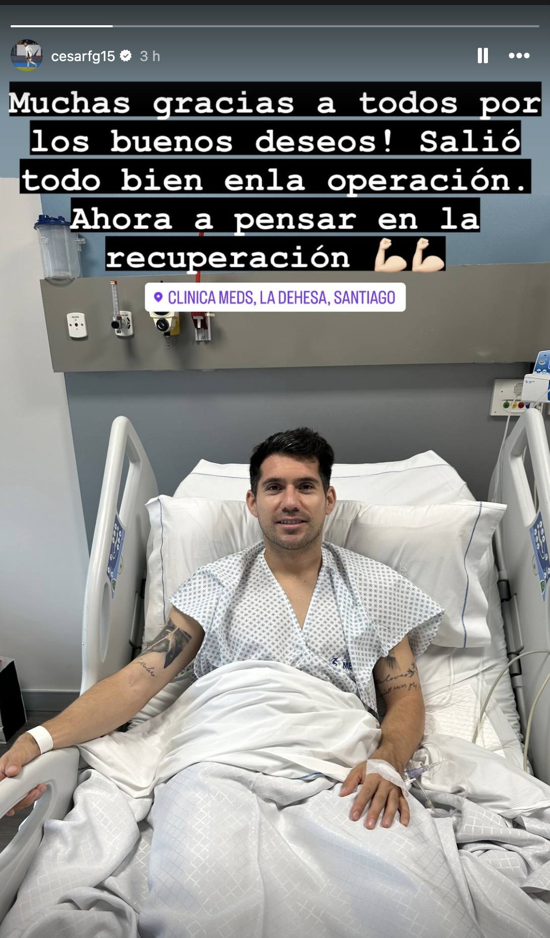 César Fuentes tras su operación - Instagram