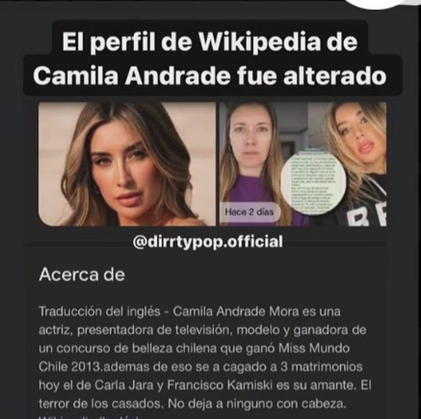 Camila Andrade en Wikipedia - Redes sociales