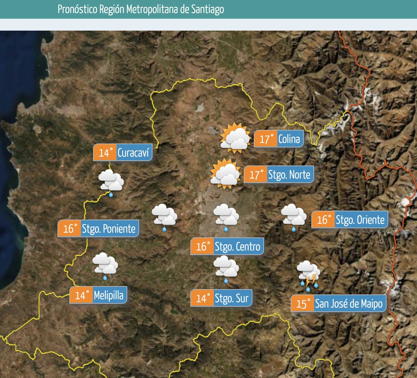La DMC insiste en que habrá lluvia en Santiago hoy.