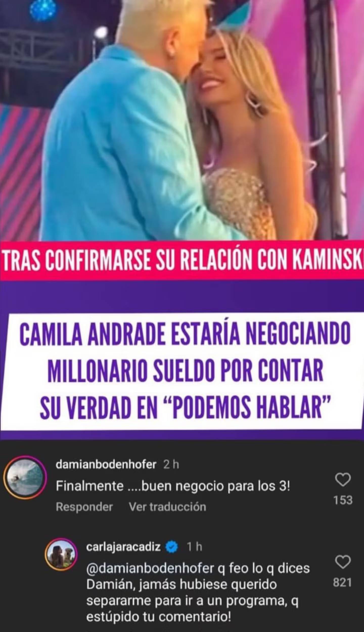 Cruce entre Carla Jara y Damián Bodenhöfer  - Instagram