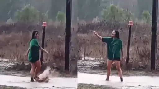 Joven chilena bailando bajo la lluvia , Captura de redes sociales