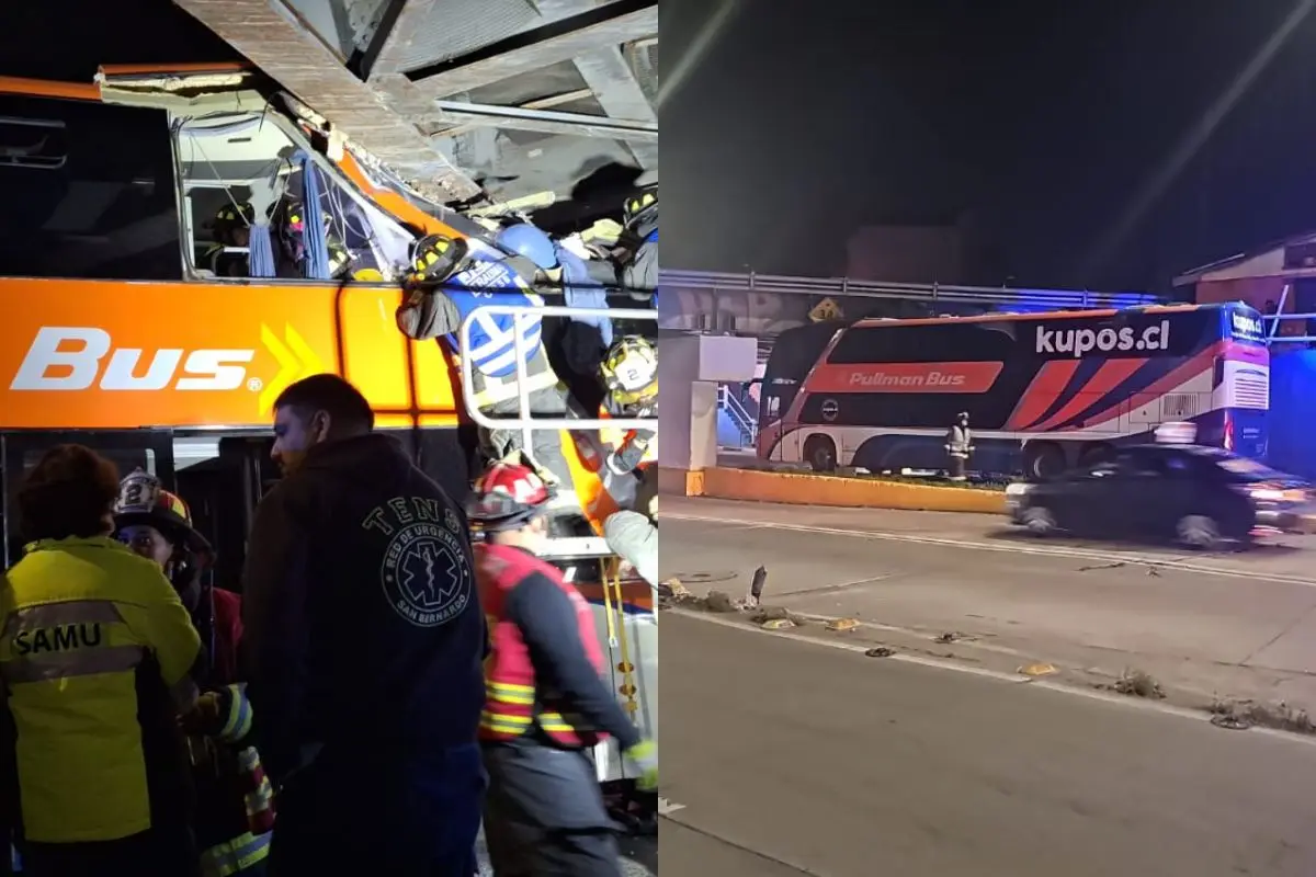 Bus sufrió insólito accidente en San Bernardo, Twitter