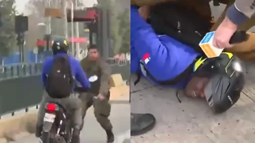 Funcionario policial casi fue atropellado por un motociclista, Captura