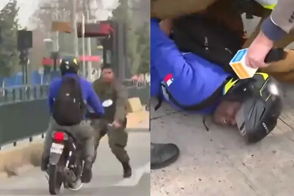 Funcionario policial casi fue atropellado por un motociclista ,Captura