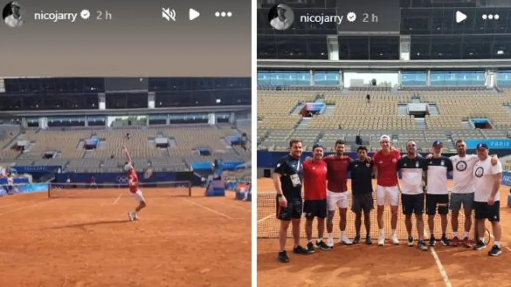 Nico Jarry entrenando con Novak Djokovic - Redes Sociales