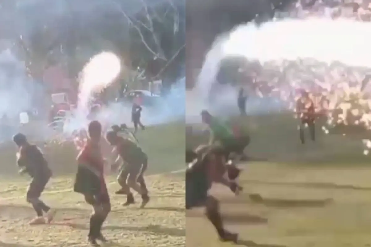 Heridos por explosión de fuegos artificiales en final de fútbol amateur en Cunco, La Araucanía , Captura de redes sociales