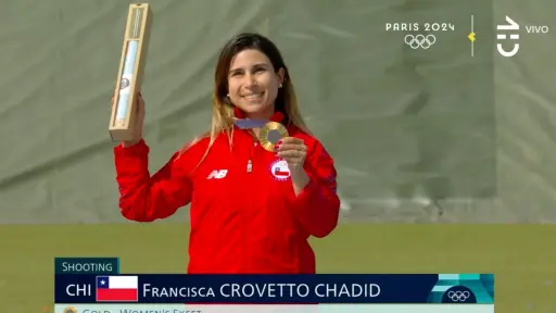 Francisca Crovetto con su oro olímpico, Captura de pantalla