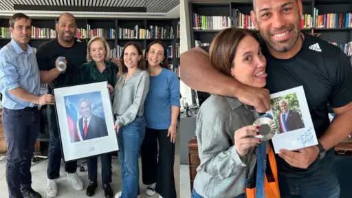 Yasmani Acosta junto a la familia Piñera Morel, Instagram