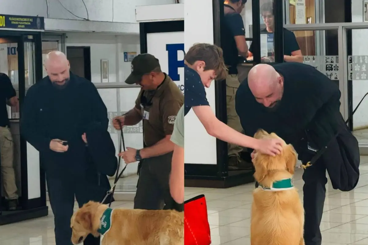 John Travolta ingresando a Chile , Captura de redes sociales