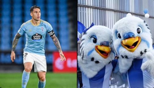 Hugo Mallo y mascotas del Espanyol / Redes Sociales