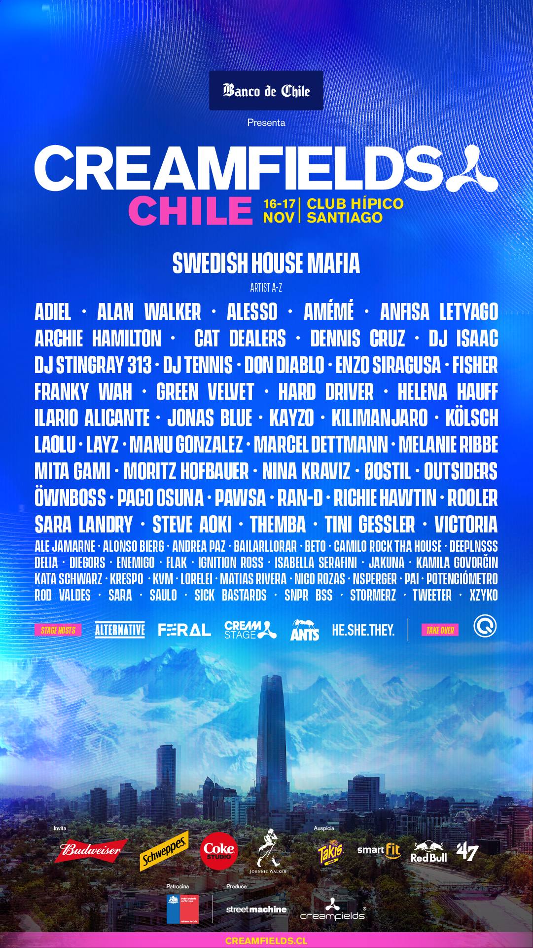 Line Up Creamfields Chile 2024  - Cedida