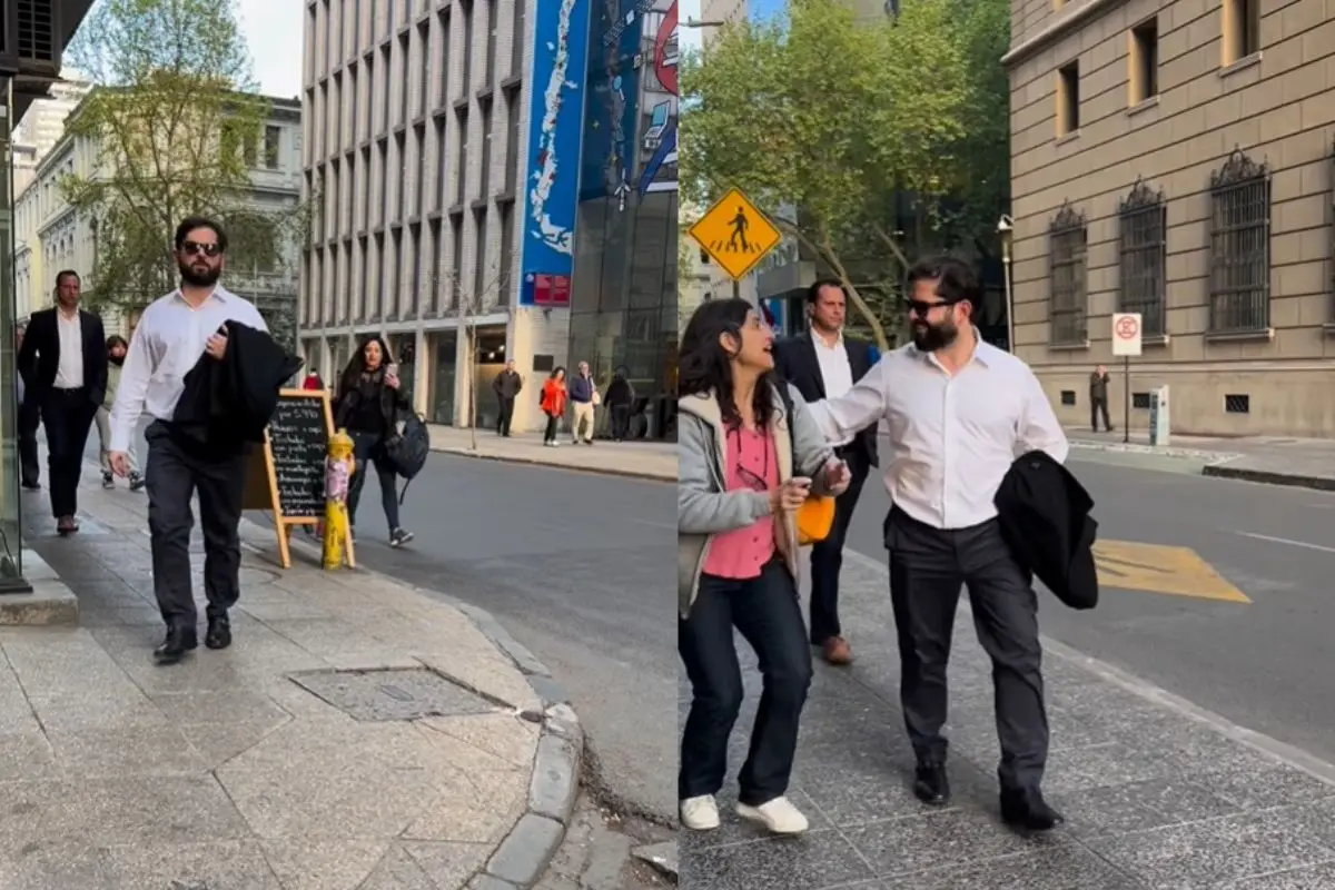 Gabriel Boric se movió a pie por el centro, Captura