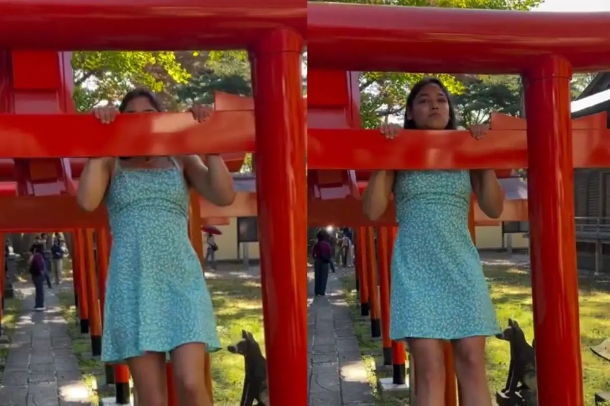 Chilena ejercitándose en un torii, Captura de pantalla