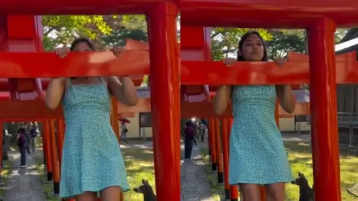 Chilena ejercitándose en un torii, Captura de pantalla