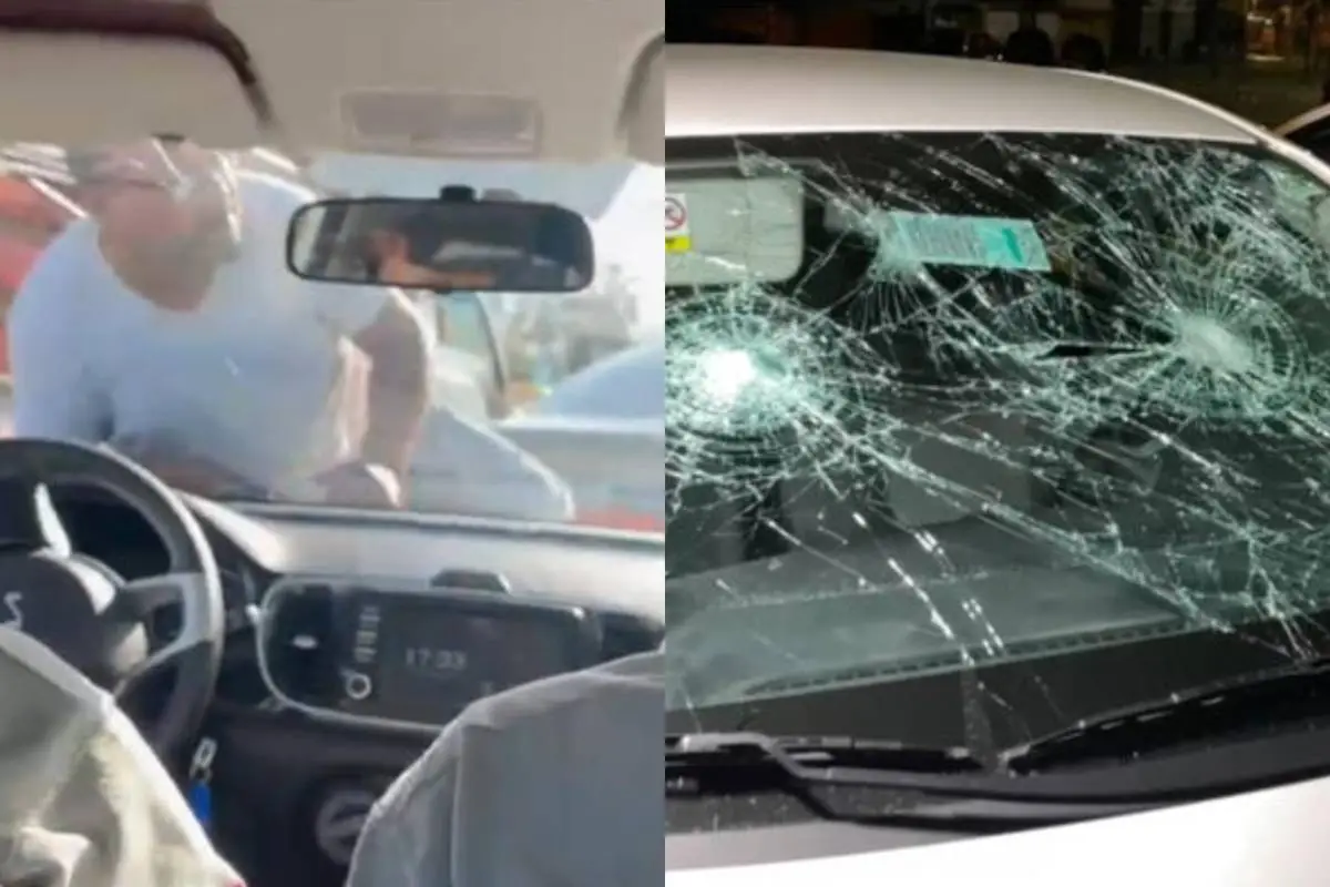 Fiscalizadores fueron agredidos por taxistas en Recoleta , Captura de redes sociales