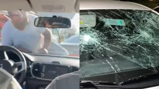 Fiscalizadores fueron agredidos por taxistas en Recoleta , Captura de redes sociales