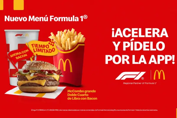 McDonald's y Fórmula 1 aceleran juntos: Por tiempo limitado llega el increíble sabor del Doble Cuarto de Libra con bacon  ,Cedida