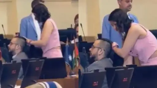 Viralizan a diputado Andrés Giordano haciéndose trenzas en plena sesión del Congreso, Redes sociales | X