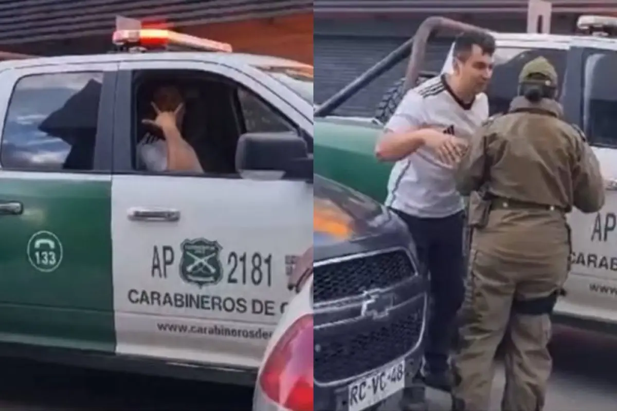 Carabinero ebrio fue captando subiéndose a patrulla en Punta Arenas, Redes sociales | X