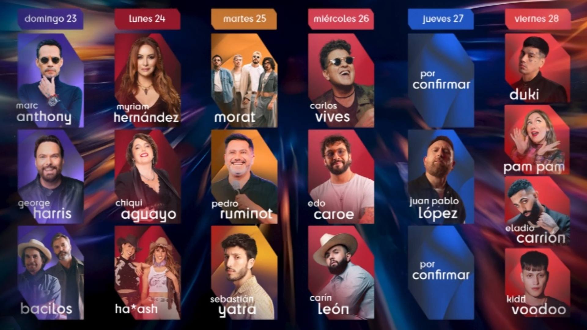 Parrilla Festival de Viña 2025 - Redes Sociales