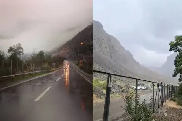 La lluvia sorprendió a todos en el Cajón del Maipo ,Captura