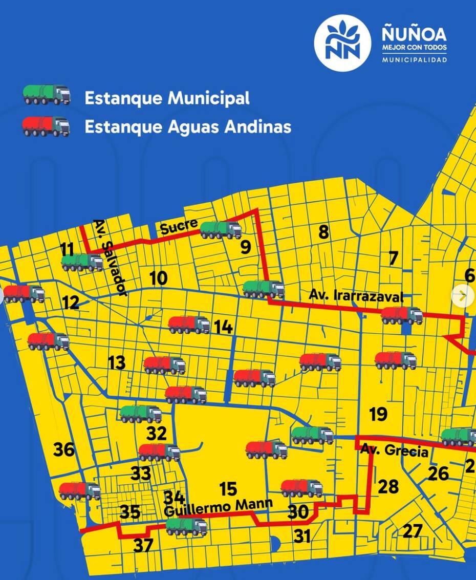 Puntos de abastecimiento de agua en Ñuñoa. - Municipalidad de Ñuñoa