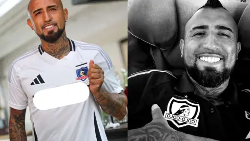 Arturo Vidal tapa el logo de Jugabet, Captura