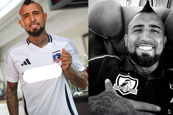 Arturo Vidal tapa el logo de Jugabet ,Captura