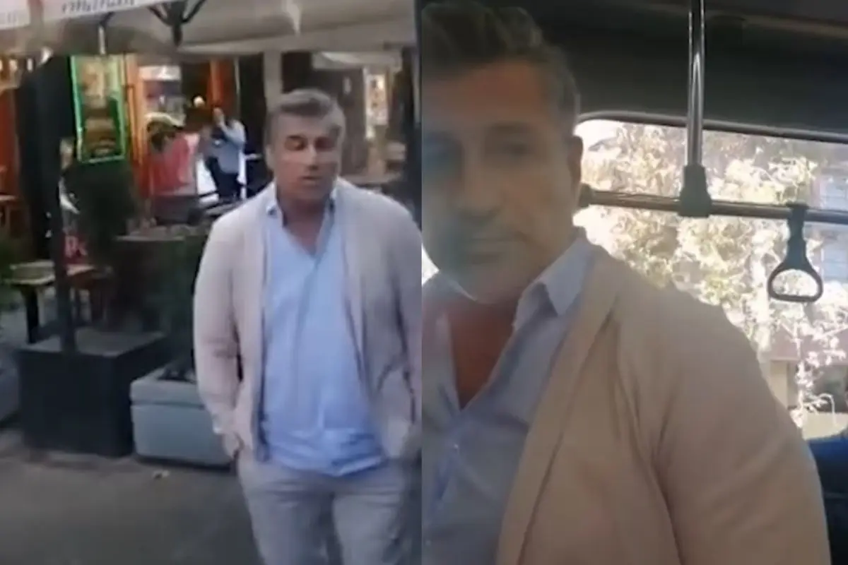 Fernando Solabarrieta subió a la micro a conversar con el su conductor, Captura