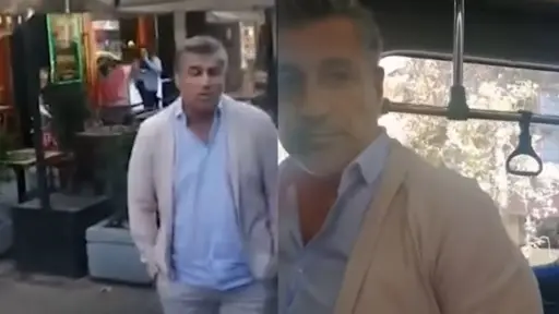 Fernando Solabarrieta subió a la micro a conversar con el su conductor, Captura