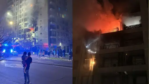 Voraz incendio en Recoleta, red X