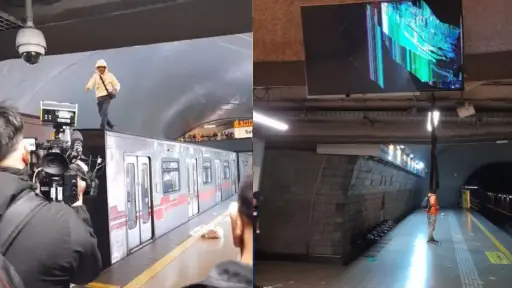 Vendedores ambulantes treparon a carros del metros en estación La Cisterna, red X
