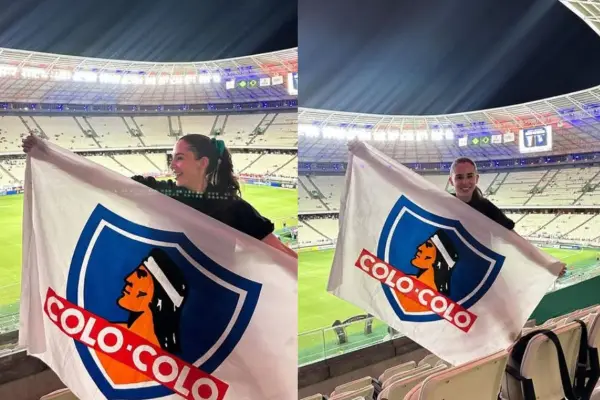 Flo feliz con la bandera de Colo Colo ,Instagram