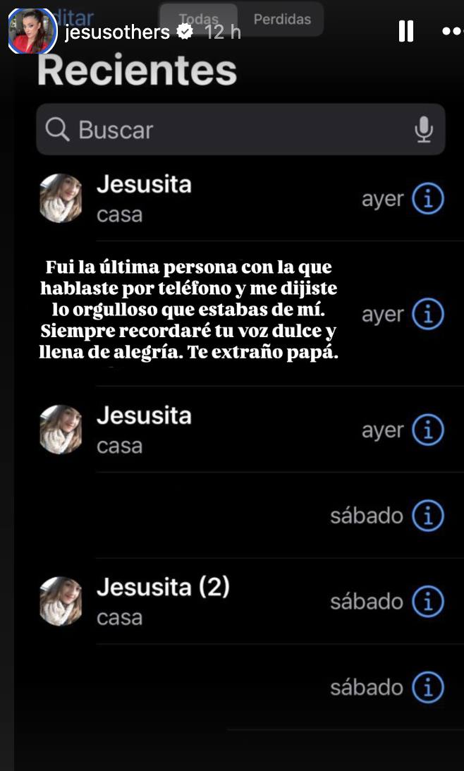 María Jesús Sothers publicó último mensaje con su padre. - Instagram