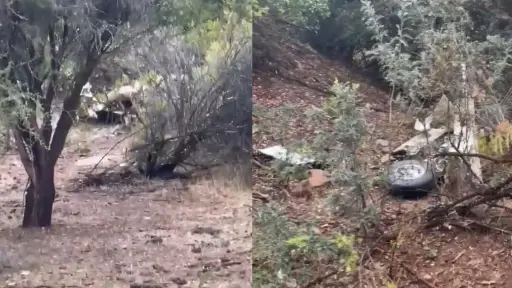 Los restos de la avioneta accidentada, red X