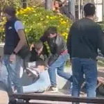 Brutal riña en Plaza de Armas de Melipilla, red X
