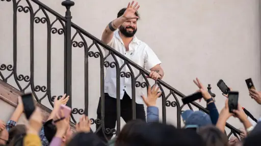 Boric recibió a los curiosos en La Moneda, Cedida