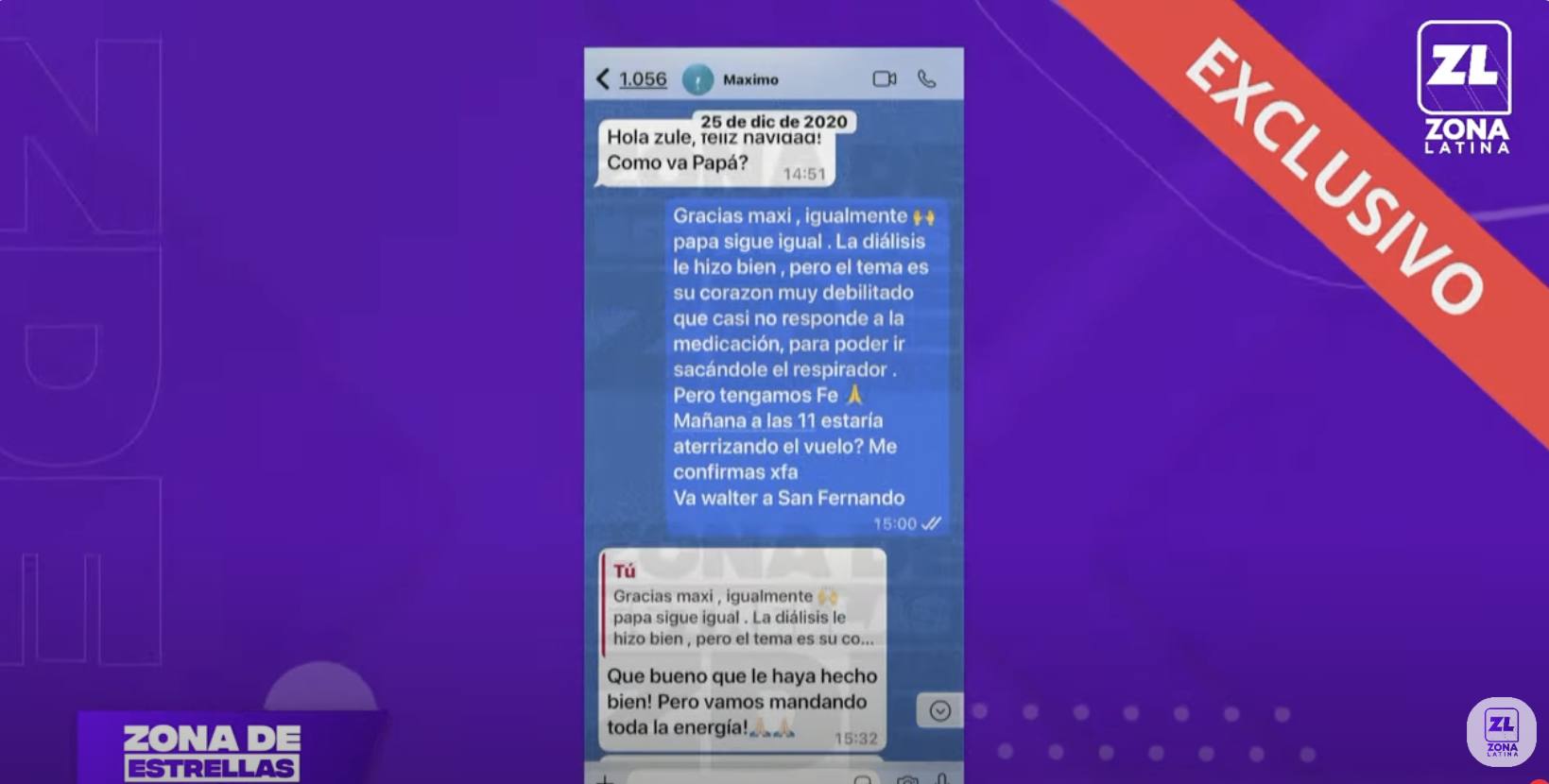 Zona de Estrellas publicó chats de Zulemita y Máximo.. - Captura de Youtube