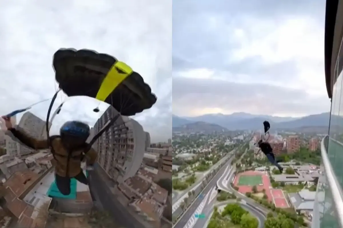 Salto base desde un edificio en Santiago, Captura