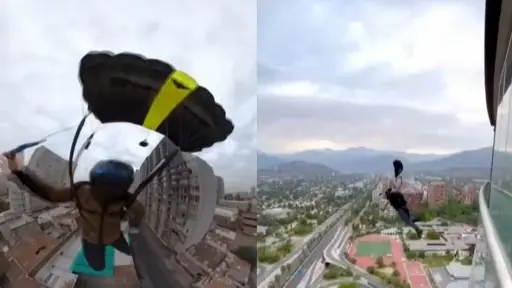Salto base desde un edificio en Santiago, Captura