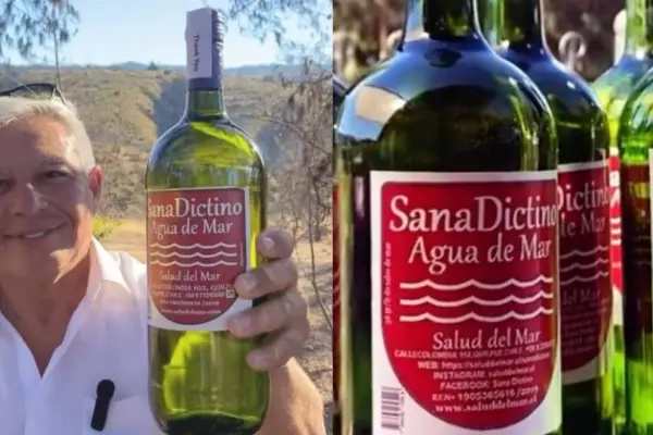 Sanadictino: Polémica por empresa que vende agua de mar como la cura del cáncer ,Captura de redes sociales