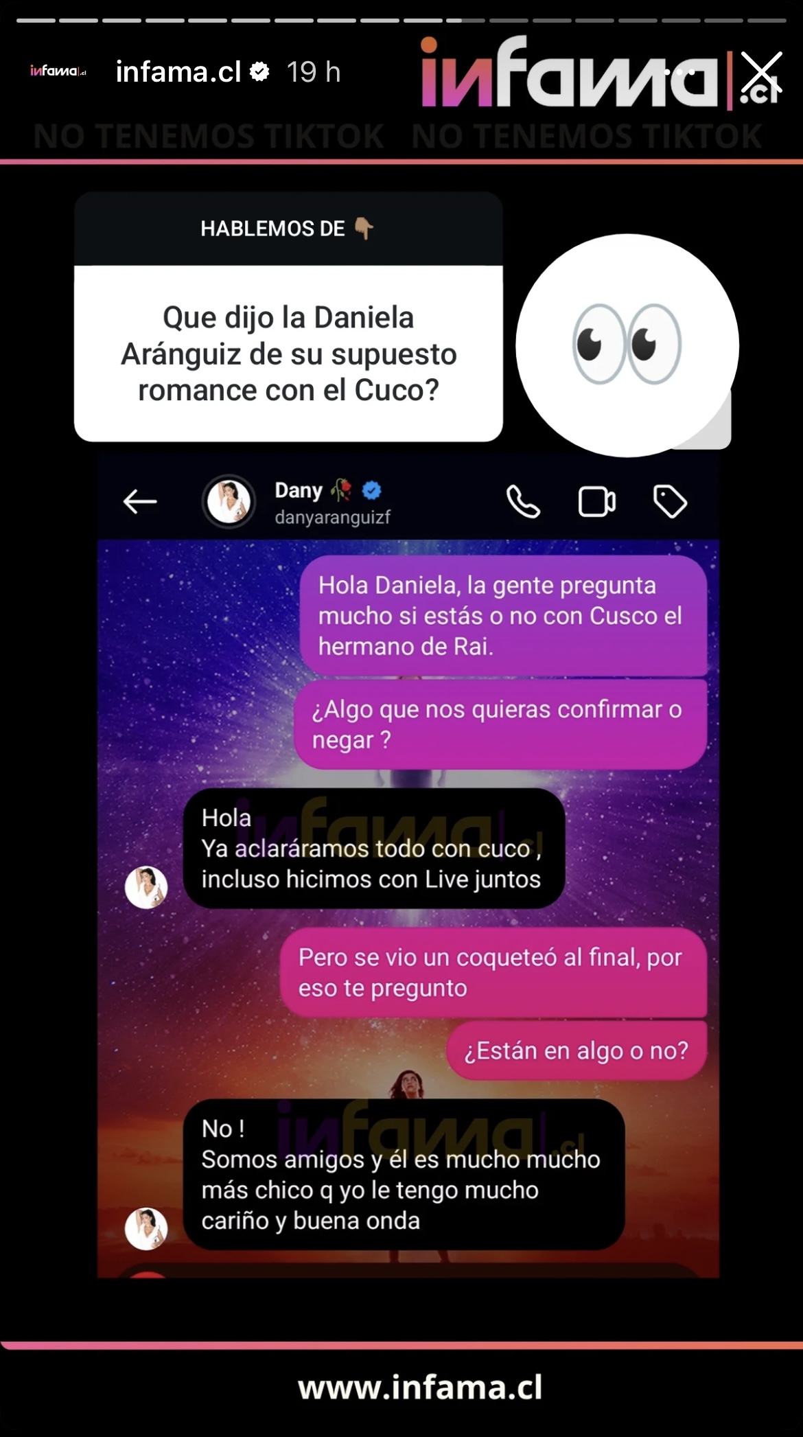 Respuesta de Daniela Aránguiz - Captura de pantalla