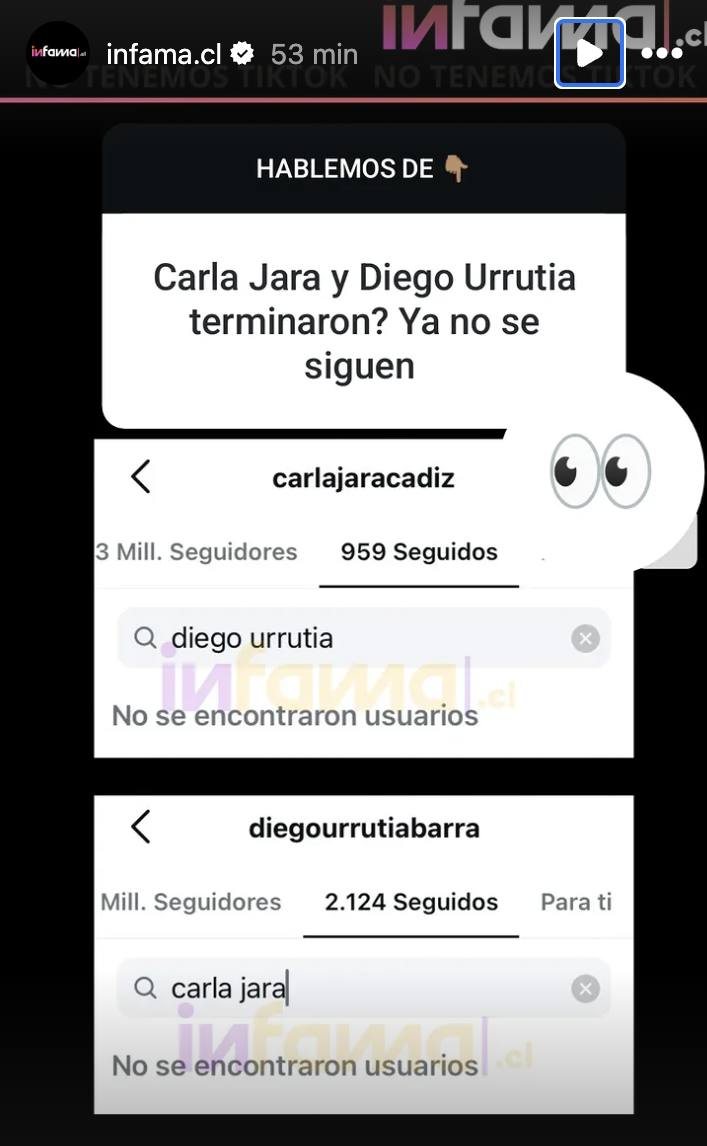 Carla Jara ya no sigue a Diego Urrutia - Instagram