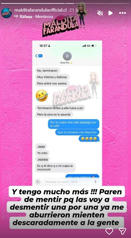 La supuesta conversación entre Gissella Gallardo y Natalia Casas-Cordero - Captura de pantalla
